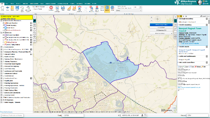 eVO platform map interface showing layers, boundary inspection and data panels