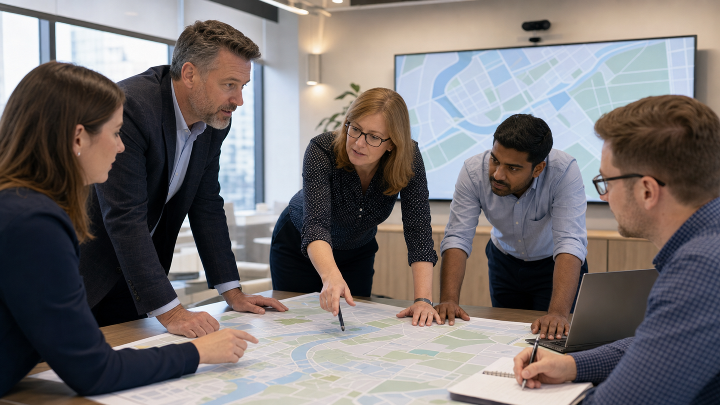 Council officers reviewing map-based service information